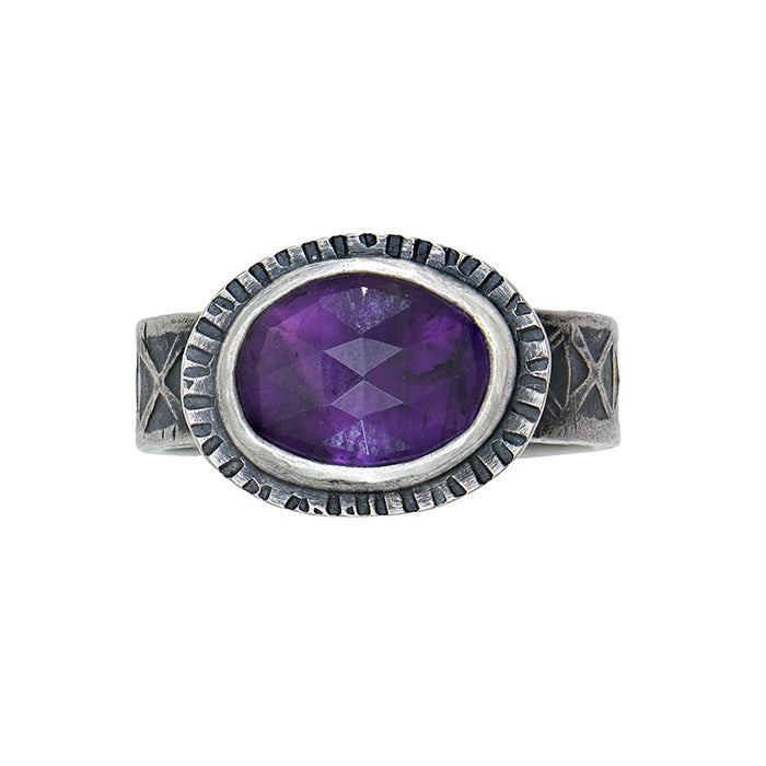Rose-Cut Amethyst Ring - size 7.25