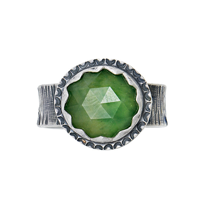 Green Hydrogrossular Garnet Ring - size 7.5