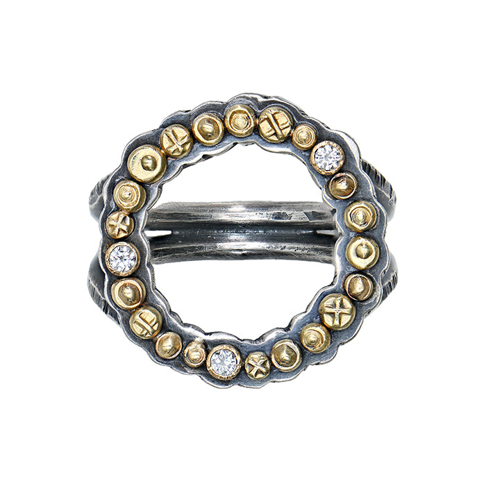 Gold & Diamond Wreath Ring - size 9