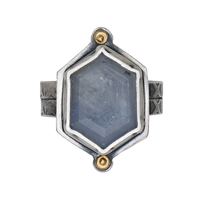Silver Sapphire Ring - size 6-7