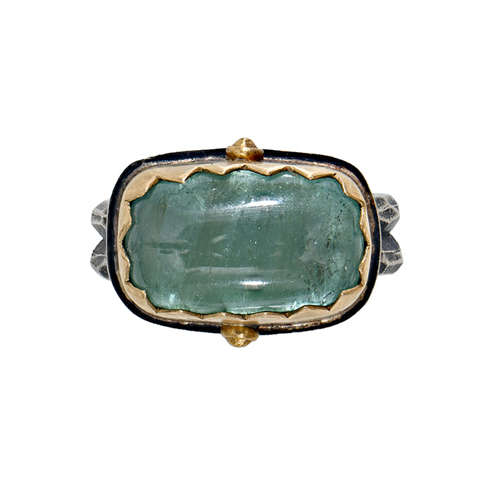 Aqua Tourmaline Ring - adjustable size