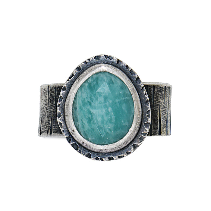 Rose-Cut Amazonite Ring - size 7