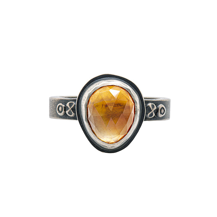 Rose Cut Citrine Ring - size 9