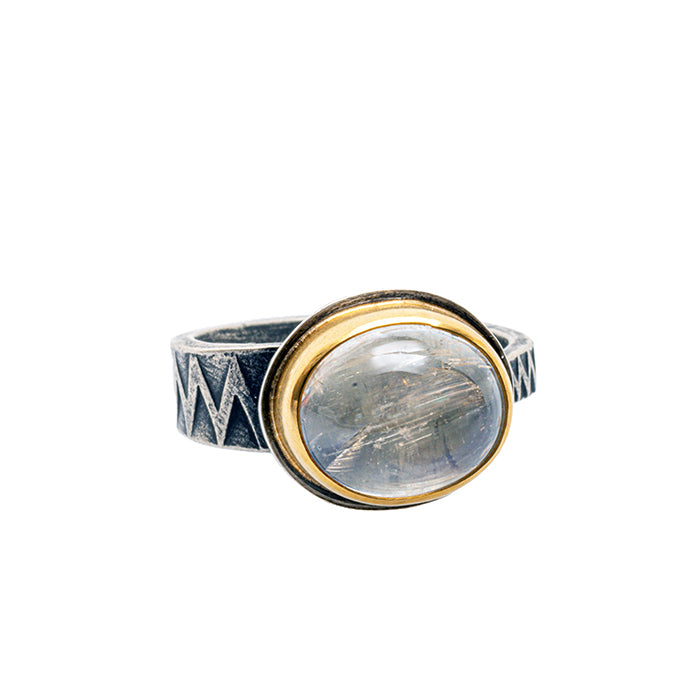 Moonstone ring in sterling and gold