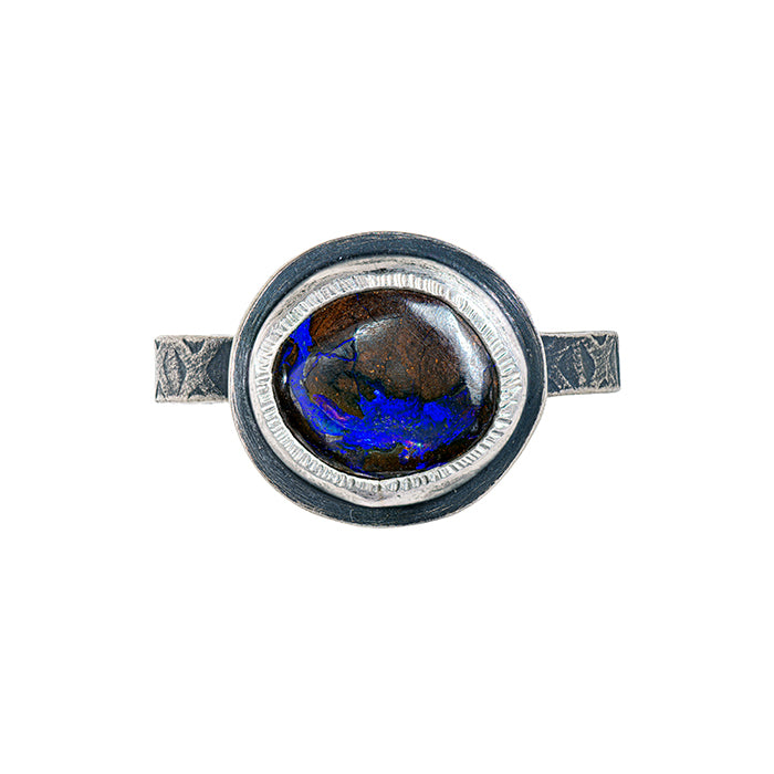Boulder Opal Ring - Sterling Silver - Size 6 3/4