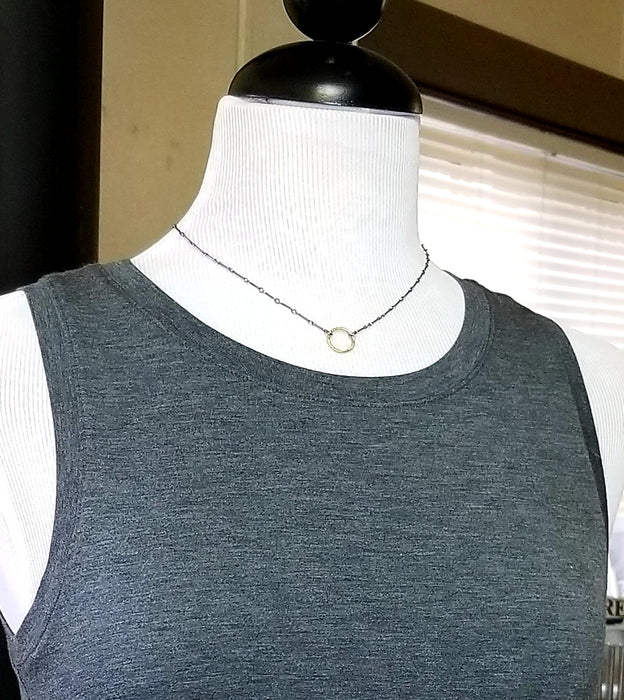 Halo Necklace - Sterling Silver + 18k Gold