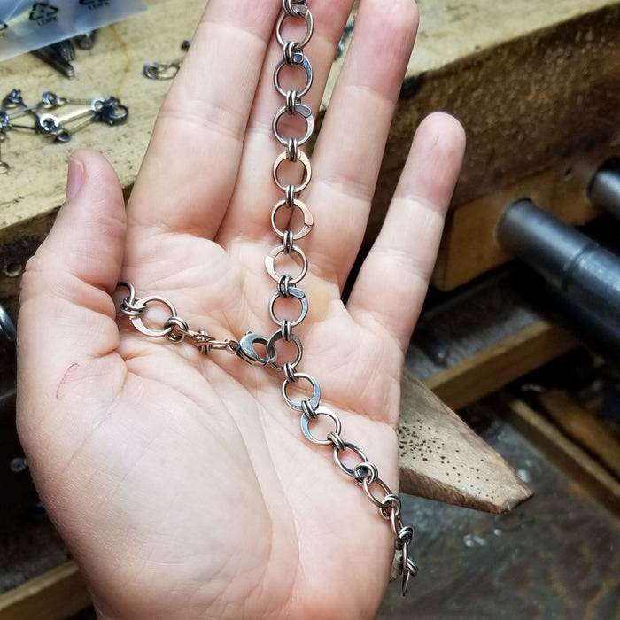 Rose Gold and Silver Chain - 20in - 14k rose gold and sterling silver