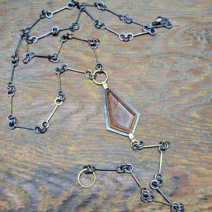 Rutilated quartz Y chain necklace