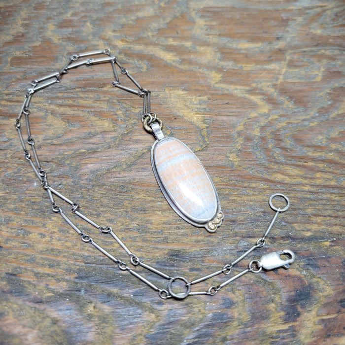 English barrite necklace in sterling and gold