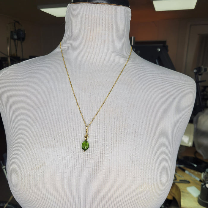 Peridot charm in 18k and 14k gold