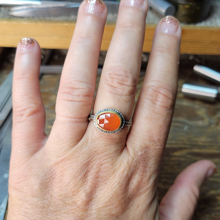 Rose Cut Carnelian Ring size 9