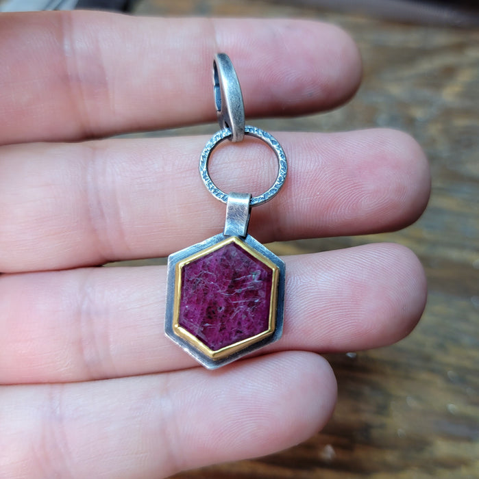 Mixed Metal Ruby Charm