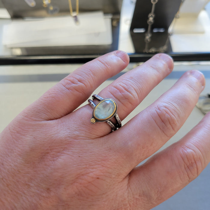 Rose cut Aquamarine Ring - size 8