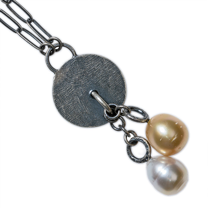 Champagne and golden south sea pearl necklace in sterling silver