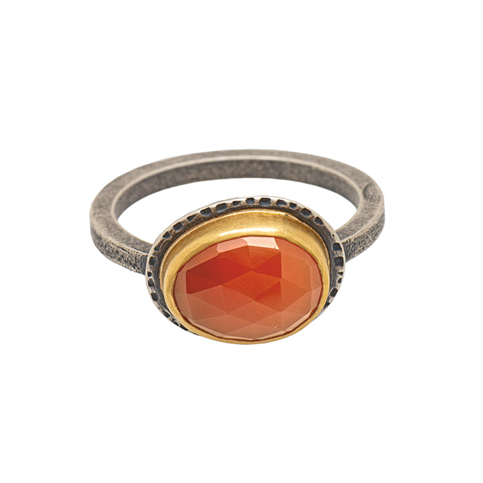 Rose Cut Carnelian Ring size 9