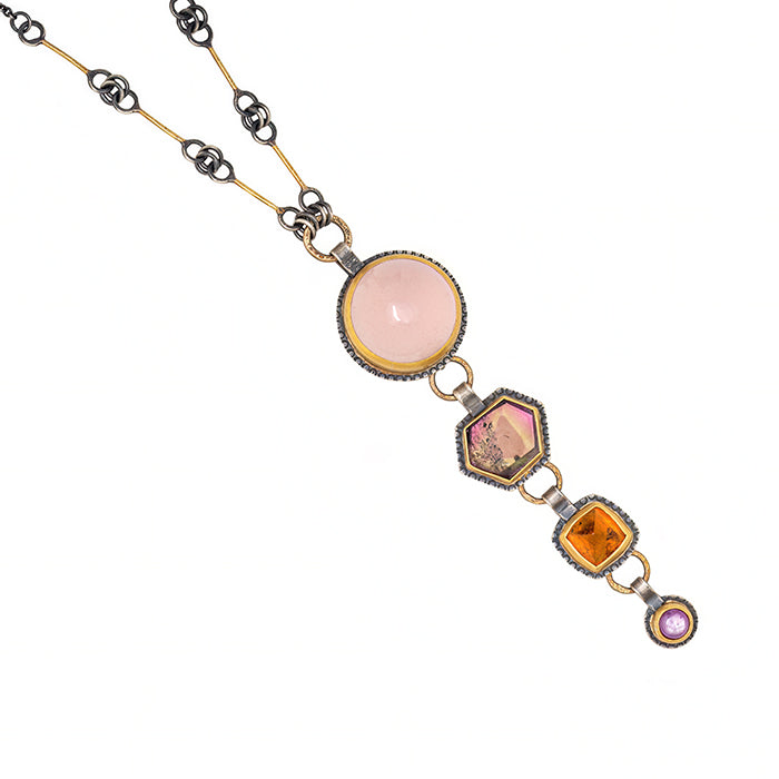 Rose quartz statement necklace sale