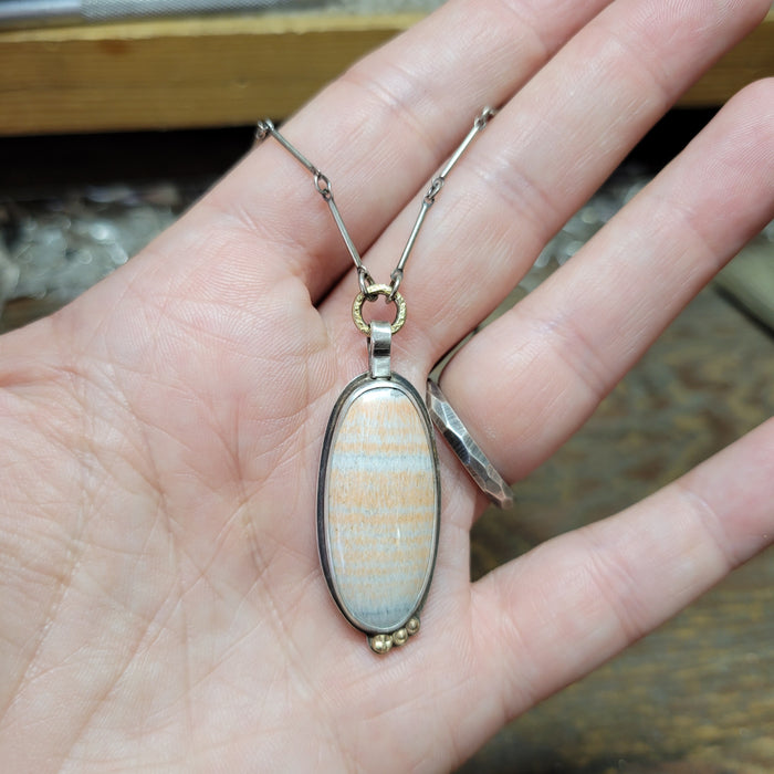 English barrite necklace in sterling and gold