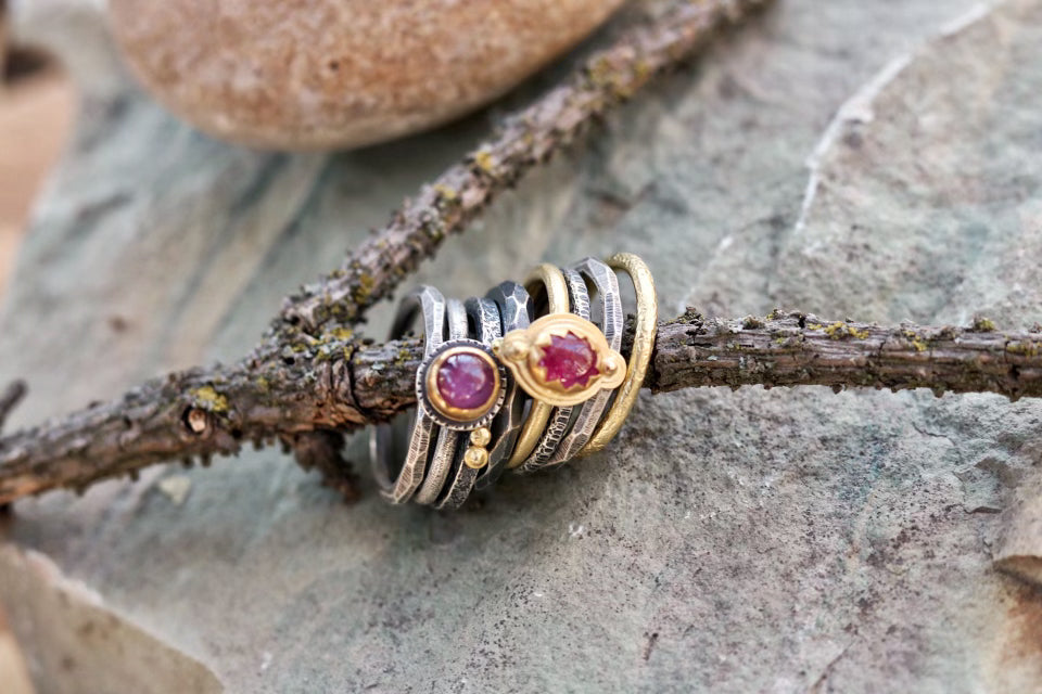 Gold Ruby Stacking Ring