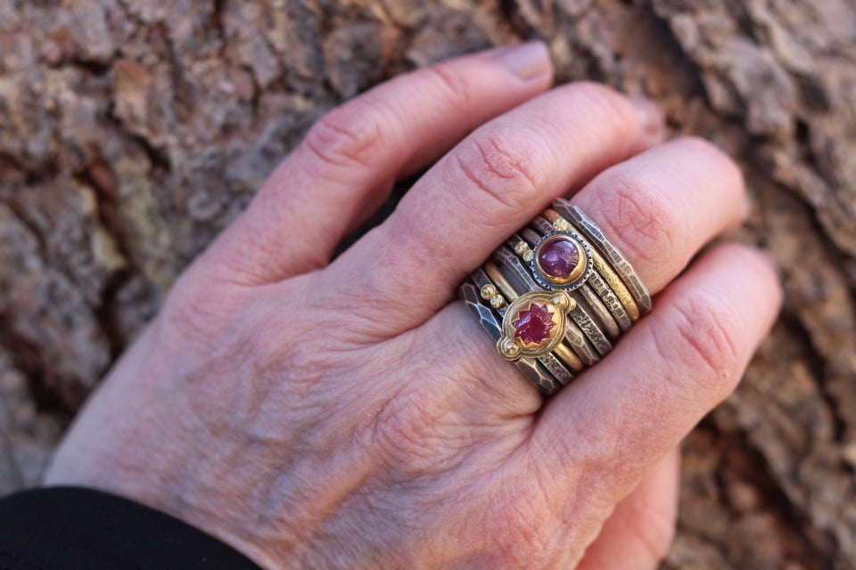 Gold Ruby Stacking Ring