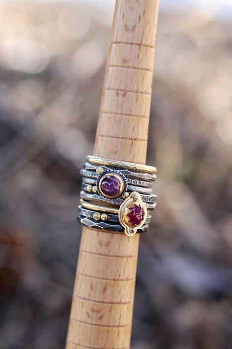 Gold Ruby Stacking Ring