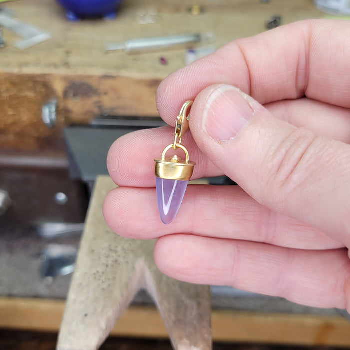 Old Namibian chalcedony charm in gold