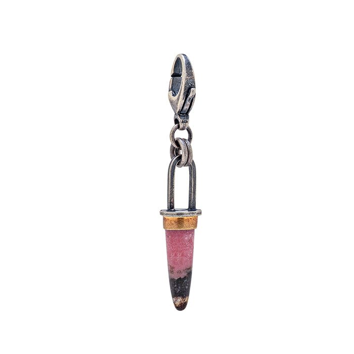 Rhodonite charm in sterling and 22k gold