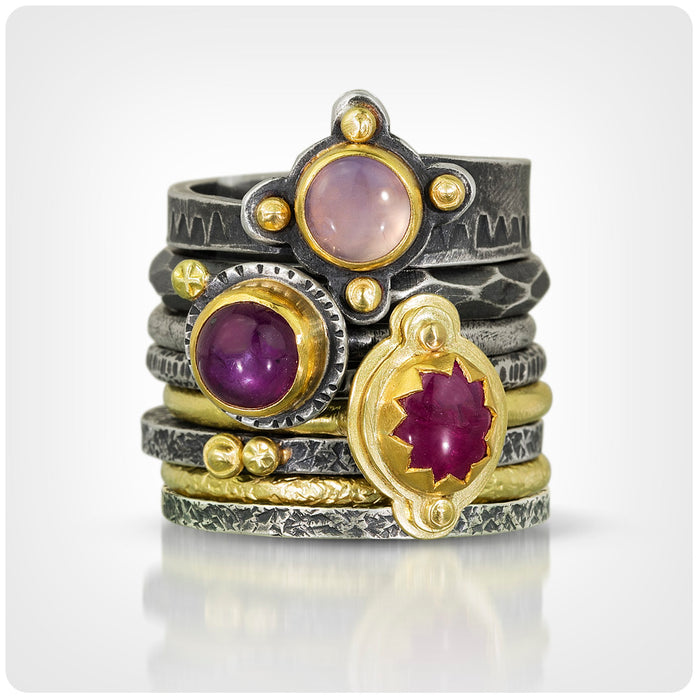 Gold Ruby Stacking Ring