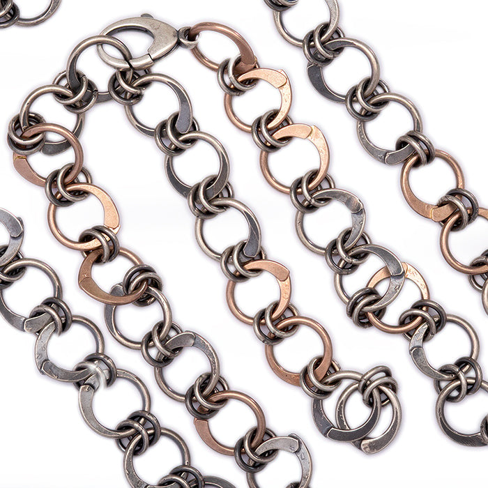 Rose Gold and Silver Chain - 20in - 14k rose gold and sterling silver