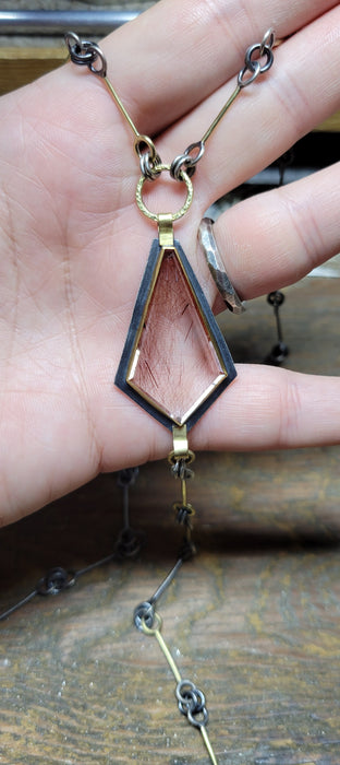 Rutilated quartz Y chain necklace