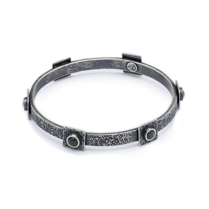 Jade Cabachon Bangle in sterling silver