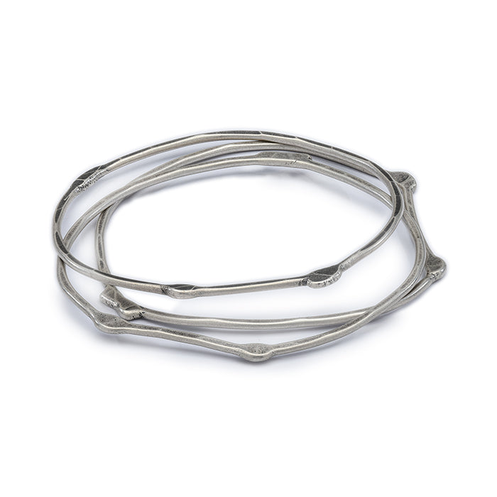 Set of 3 Rustic Bangles in sterling silver